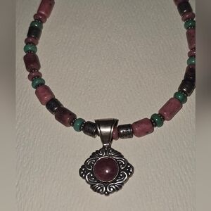 Sterling Turquoise Rhodonite Necklace by Carolyn Pollack Southwestern